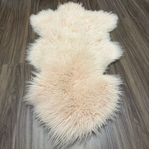 Bloomingville Mongolian Lamb Sheepskin Shaggy Throw Or Rug pink 18x42”